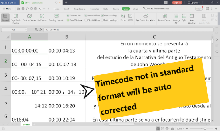 excel formula calculate timecode